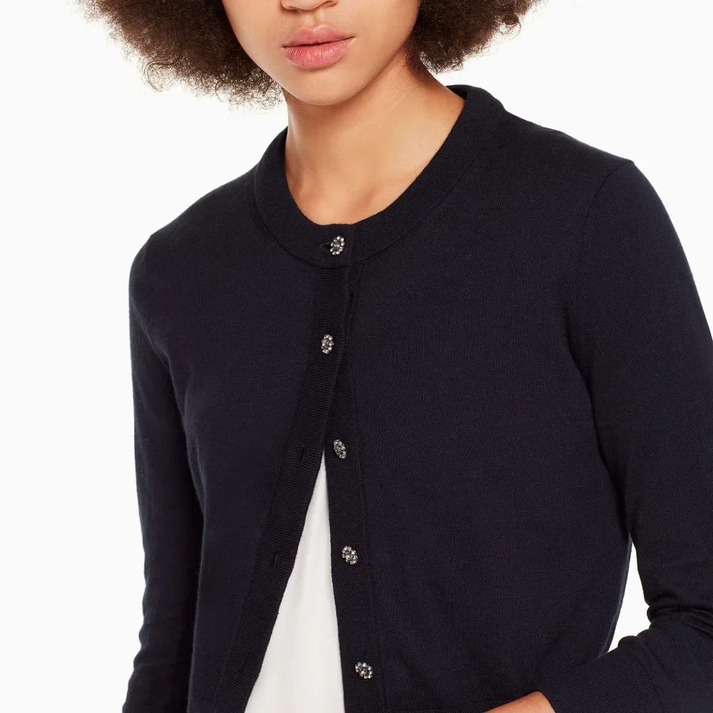 kate spade navy cropped button-front cardigan